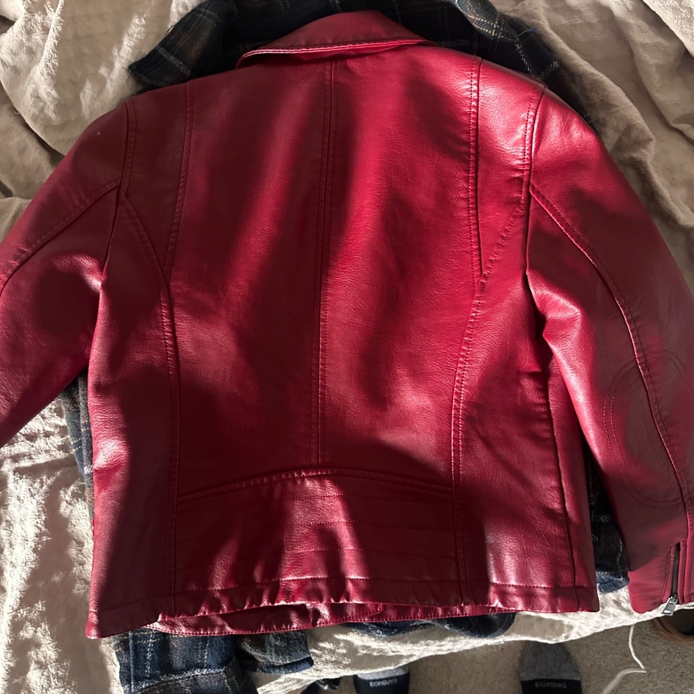 Levi Strauss & Co. Red Leather Biker Jacket - Picture 3 of 5